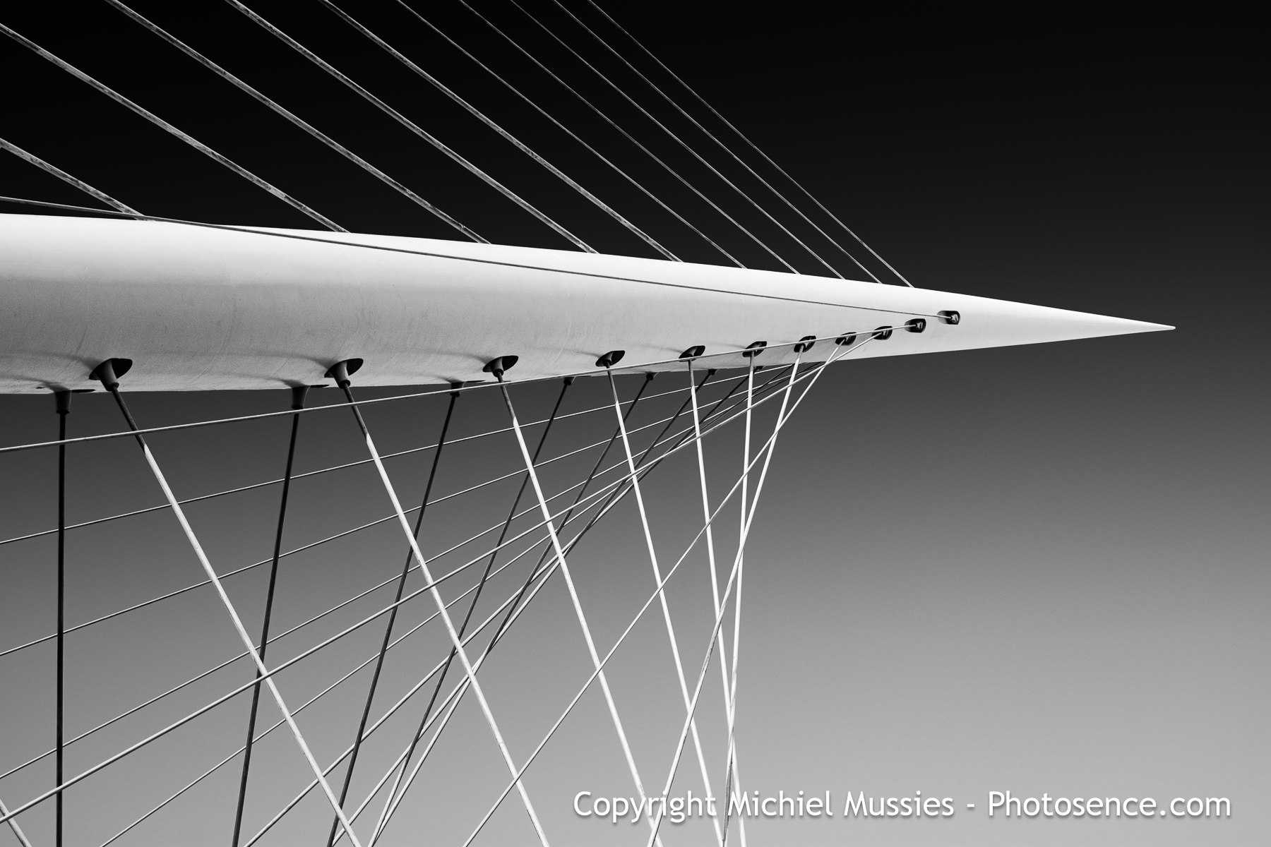 Monochrome print, Bridge at Nieuw Vennep named The Harp in Holland